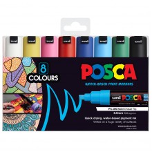 Uni Posca Marker 8.0mm Bold Chisel 8 Pack Assorted PC-8K