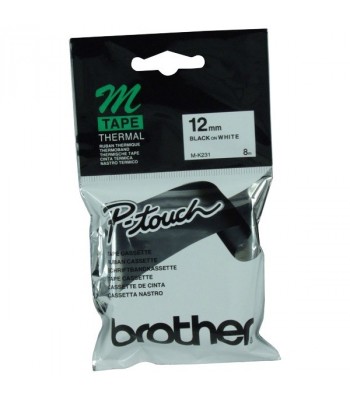 Brother Genuine MK231 Black on White Labelling Tape – 12mm wide