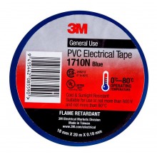3M Electrical Tape 1710N-BU PVC 18mm x 20m Blue 10 Pack