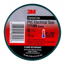 3M Electrical Tape 1710N-GR PVC 18mm x 20m Green 10 pack