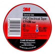 3M Electrical Tape 1710N-RE PVC 18mm x 20m Red 10 Pack