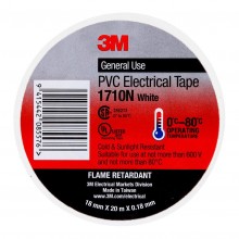 3M Electrical Tape 1710N-WH PVC 18mm x 20m White - 10 Pack