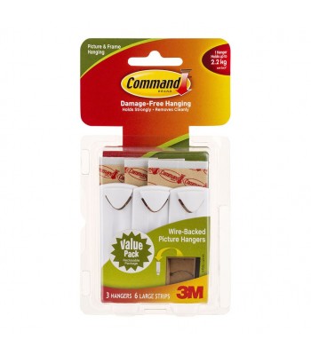 Command Picture Hanger 17043 Large White Wire-Backed Pk/3