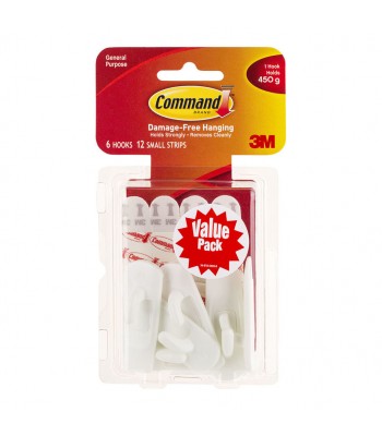 Command Hook 17002-6 Small White Pk/6