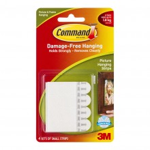 3M Command Strips Picture Hanging 17202 Small White Pk/4 Sets