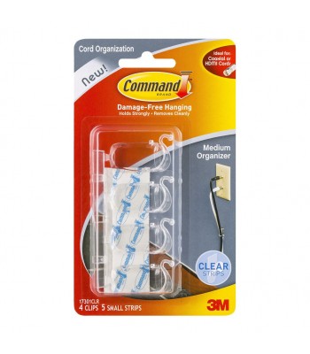 Command Clips Cord Organiser 17301CLR Medium Clear Pk/4