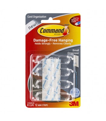 Command Clips Cord Organiser 17302CLR Small Clear Pk/8