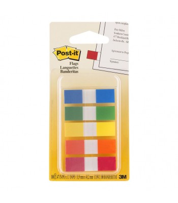 3M Post-It Flags 683-5CF Mini Assorted Portable 10X43mm