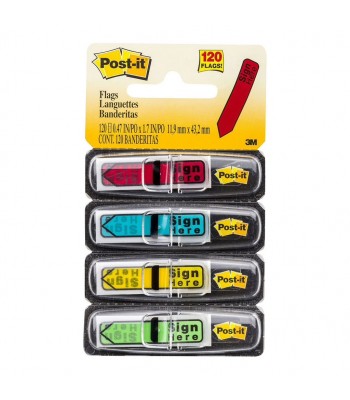 3M Post-It 684-SH Arrow Flag Sign Here Pkt/120