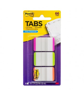 3M Post-It Durable Filing Tabs 686L-PGO 25mm Pink Green Orange