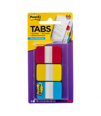 3M Post-It Durable Tabs 686-RYB Blue Red Yellow 25X38mm 