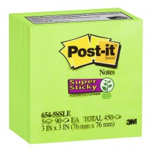 3M Post-It Super Sticky Notes 654-5SSLE Limeade Pkt/5 - ETA 15/01/2022