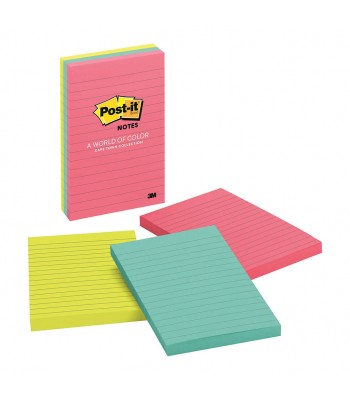 3M Post-It Note 660-3AN Assorted Capetown Colours Lined 101X152mm Pkt/3