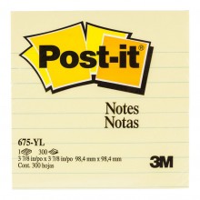 3M Post-it Notes 675-YL Lined Yellow 101x101mm 300 sheet pads