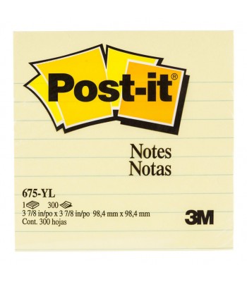 3M Post-it Notes 675-YL Lined Yellow 101x101mm 300 sheet pads