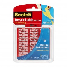 Scotch Restickable Mounting Tabs R103 13x13mm Pkt/72 tabs
