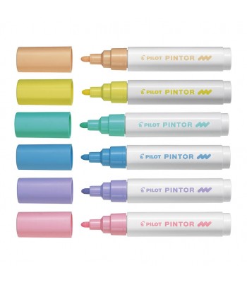 Pilot Pintor Marker Medium Asstd. Pastel 6Pk