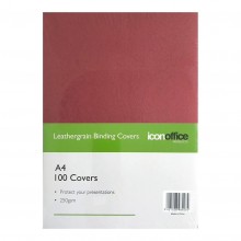 Icon Binding Covers A4 Red 250gsm Pack 100