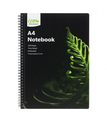 Icon Spiral Notebook A4 PP Cover Black 240 page - Pack 3