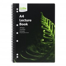 Icon Spiral Lecture Notebook A4 PP Cover Black 140 page - Pack 3