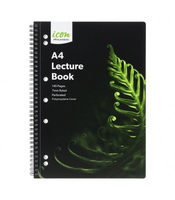 Icon Spiral Lecture Notebook A4 PP Cover Black 140 page - Pack 3 