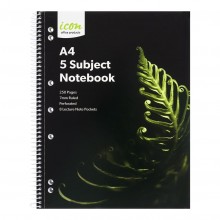 Icon Spiral 5 Subject Notebook A4 Soft Cover 250 page - Pack 2