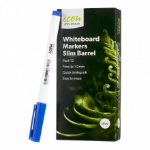 Icon Whiteboard Marker Slim Barrel Fine Tip Blue - 12 Pack