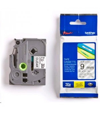 Brother Genuine TZe-121 Labelling Tape – Black on Clear, 9mm wide, 8m long