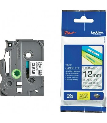 Brother Genuine TZe-131 Labelling Tape – Black on Clear, 12mm wide, 8m long