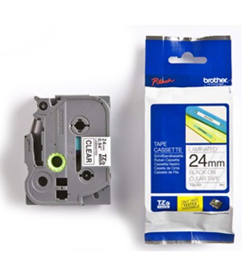 Brother Genuine TZe-151 Labelling Tape – Black on Clear, 24mm wide, 8m long