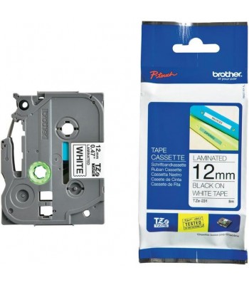 Brother Genuine TZe-231 Labelling Tape – Black on White, 12mm wide, 8m long