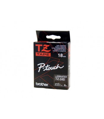 Brother Genuine 18mm White Text on Black Tape - 8 metres