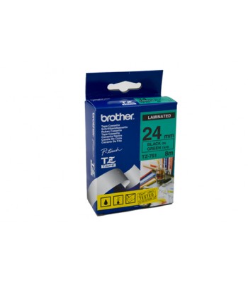 Brother Genuine 24mm Black Text on Green Tape - 8 metres (TZe751)