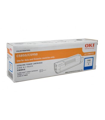 Oki Genuine C5850/5950 Cyan Toner Cartridge (43865727) - 6,000 pages